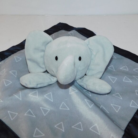 Child of Mine Carters Elephant Rattle Blue Gray Triangle Security Blanket - Picture 2 of 7